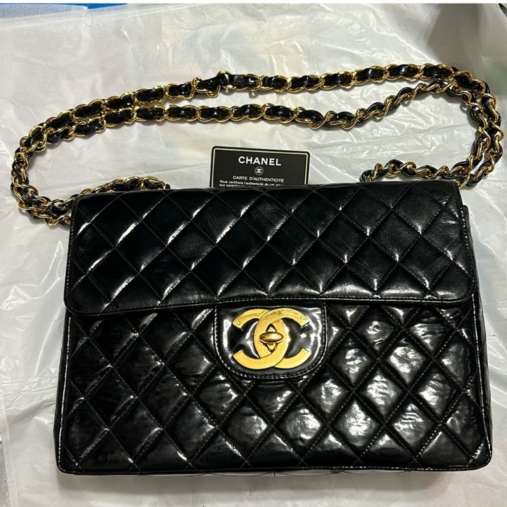 SOLD CHANEL JUMBO PATENT karl LAGERFELD